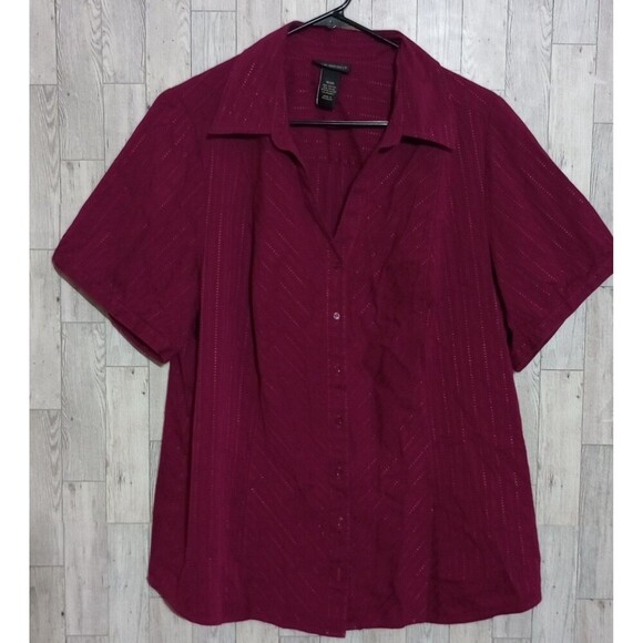 Lane‎ Bryant Top Short Sleeve Button Up Career Wear Purple/Magenta Size 18/20 - Picture 1 of 4